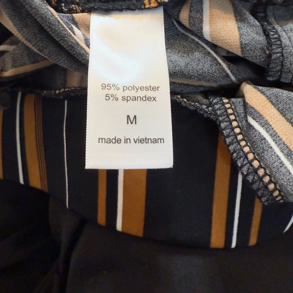 Maurice’s Dress Elasticized Striped Black and Brown Women's Jumpsuit Medium - Picture 5 of 6